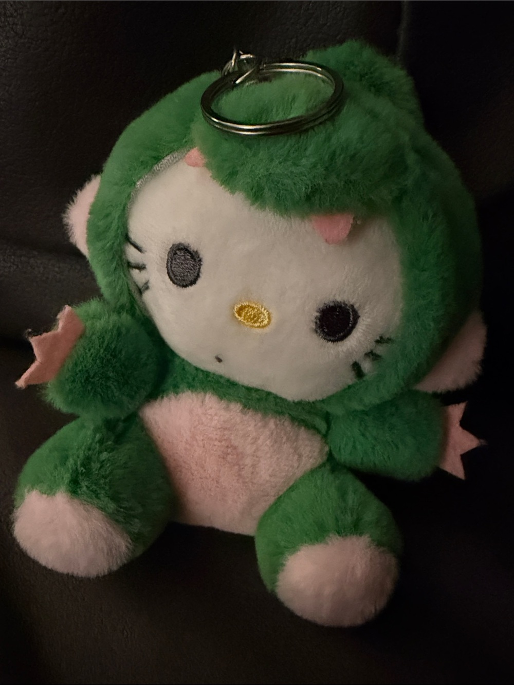 Hello Kitty Green Dinosaur Plush Keychain labubu
